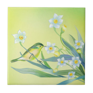 Flowers & Birds Garden-inspired Paintings Ceramic Tile