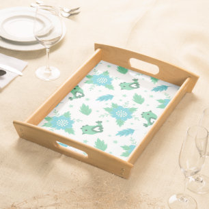 Flowers Birds Pattern Serving Tray