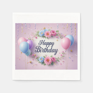 Flowers birthday luxurious elegant extravagant  napkins