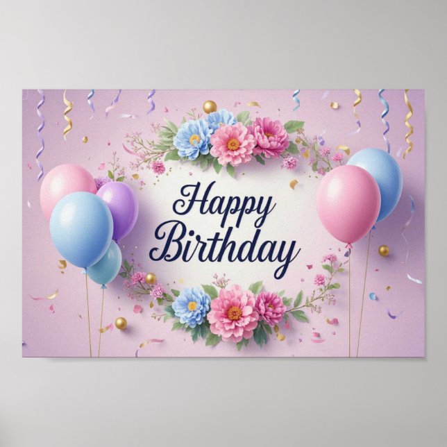 Flowers birthday luxurious elegant extravagant  poster (Front)