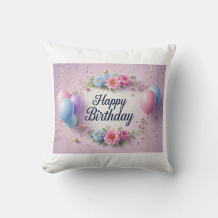 Flowers birthday luxurious elegant extravagant throw pillow