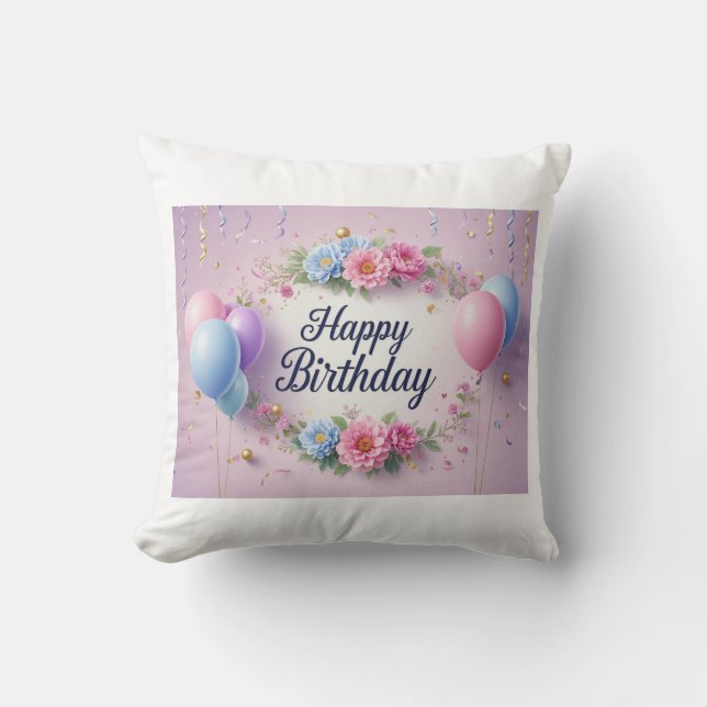 Flowers birthday luxurious elegant extravagant  throw pillow (Front)