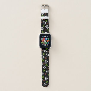 Flowers Black Pattern Apple Watch Band