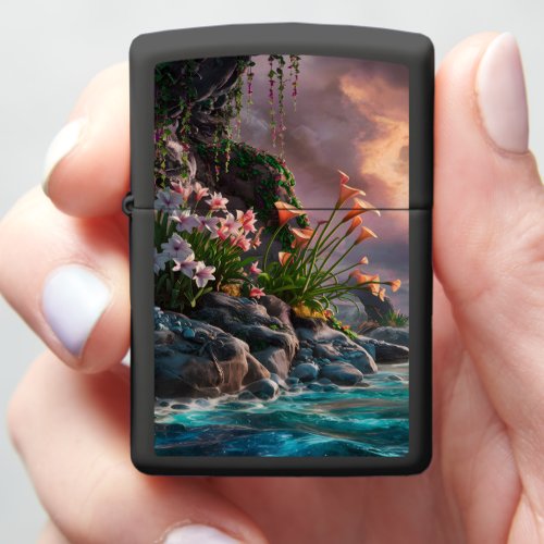 Flowers Bloom by the Shore Zippo Lighter