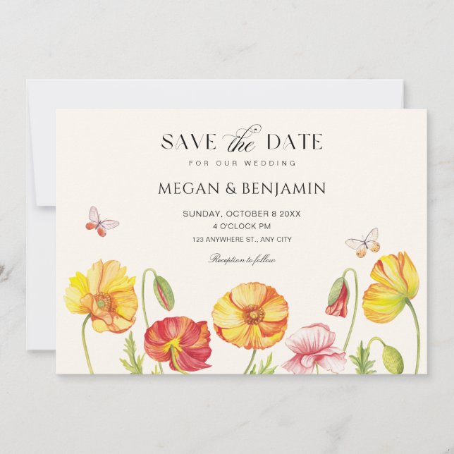 Flowers bloom spring wedding save the date (Front)