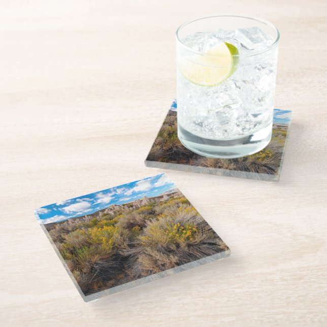 Flowers | Blooming Sagebrush California Glass Coaster (Angled)