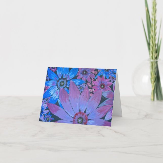FLOWERS BLUE AND PINK CARD (Front)