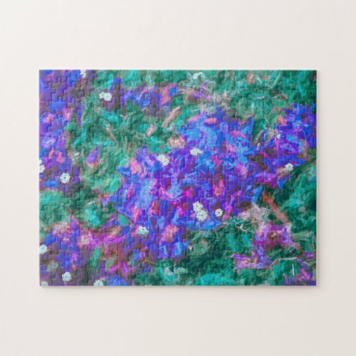 Flowers Blue Bougainvillea Watercolor Floral Jigsaw Puzzle