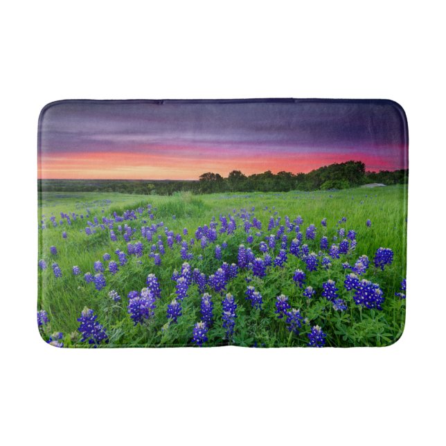 Flowers | Bluebonnets at Sunset Texas Bath Mat (Front)