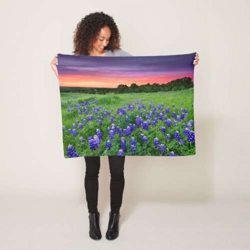 Flowers  Bluebonnets at Sunset Texas Fleece Blanket