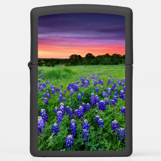 Flowers | Bluebonnets at Sunset Texas Zippo Lighter (Front)