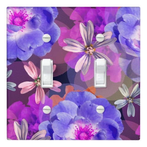 Flowers Boho Floral Cute Pretty Girly Navy Blue Light Switch Cover