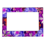 Flowers Boho Floral Cute Pretty Girly Navy Blue Magnetic Frame