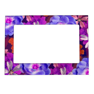 Flowers Boho Floral Cute Pretty Girly Navy Blue Magnetic Frame