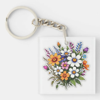 Flowers, Boho Style, Wildflowers  Keychain