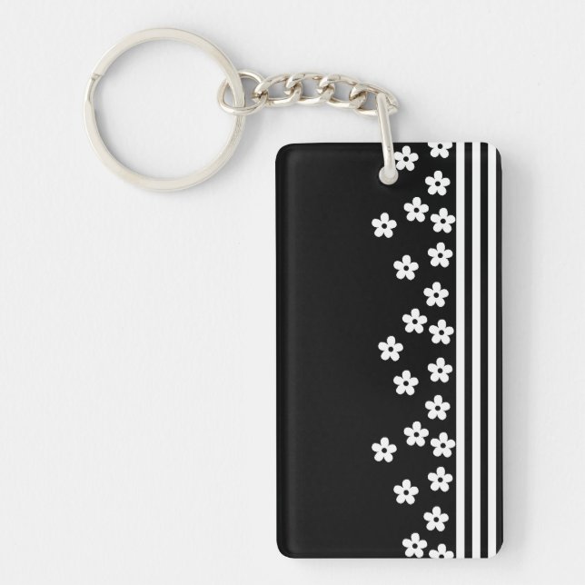 Flowers & Border (Black)    Keychain (Front)