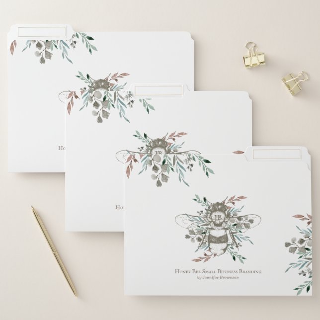 Flowers Botanical Honey Bee Apiary Vintage File Folder (Set)