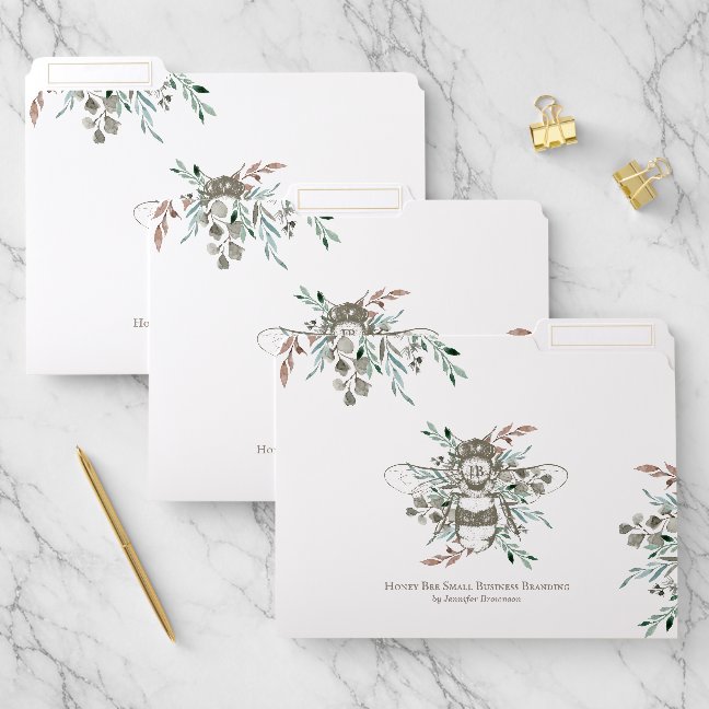 Flowers Botanical Honey Bee Apiary Vintage File Folder