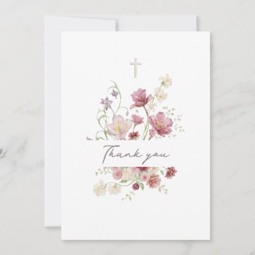 flowers bouquet | Baptism Thank you card