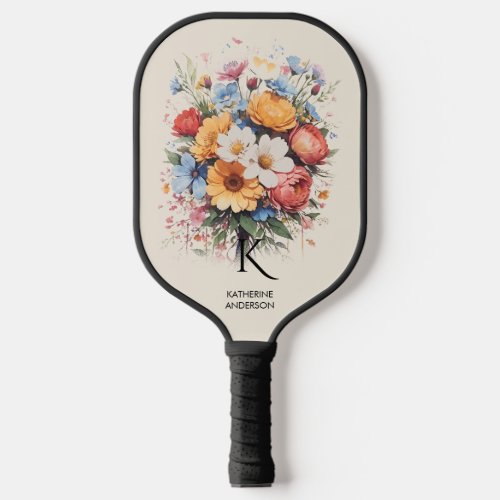 Flowers bouquet design pickleball paddle