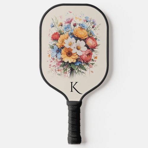 Flowers bouquet design pickleball paddle