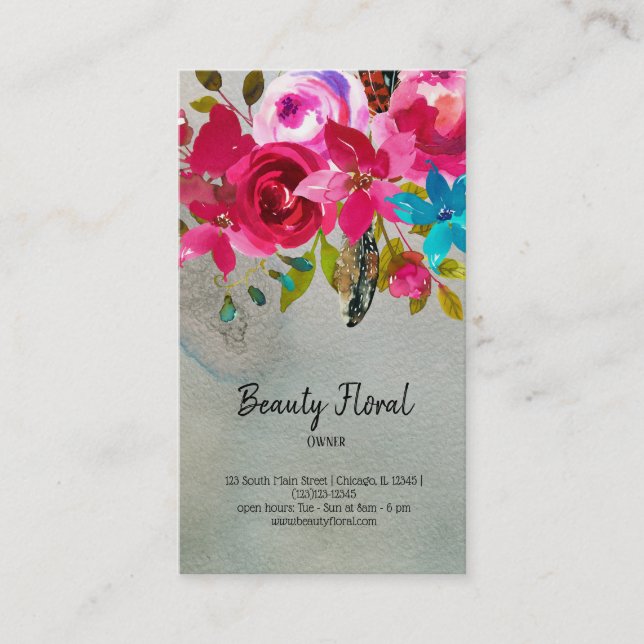 Flowers Bouquet Florist Business Card (Front)