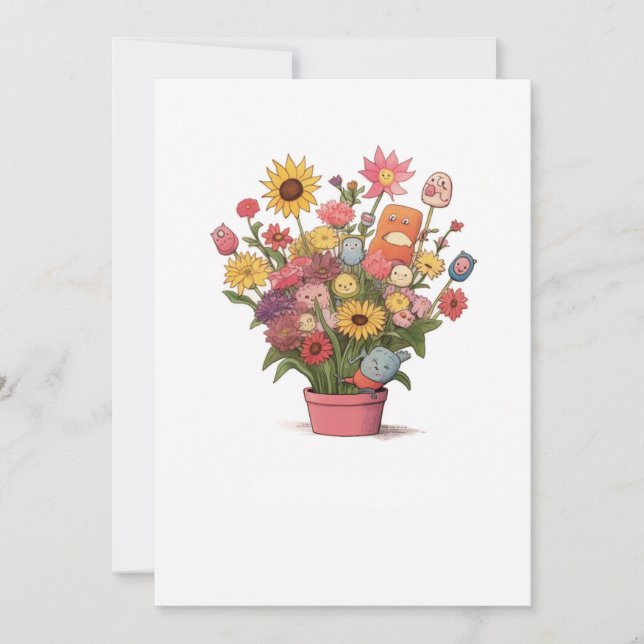Flowers, bouquet, flower pot invitation (Front)