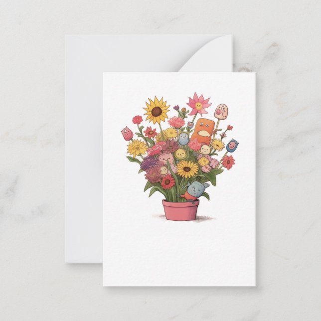 Flowers, bouquet, flower pot note card (Front)