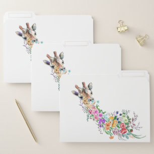 Flowers Bouquet Giraffe File Folder Spring