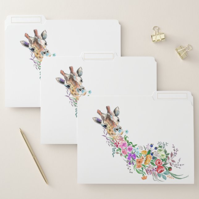 Flowers Bouquet Giraffe File Folder Spring (Set)