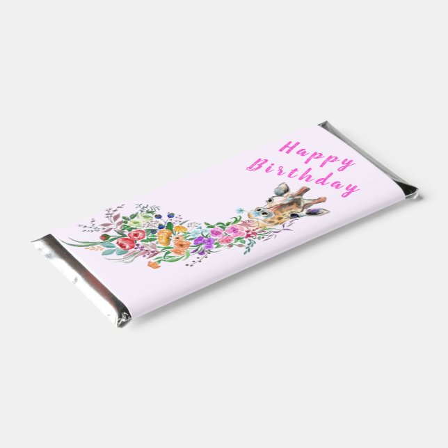 Flowers Bouquet Giraffe Your Birthday Gift Hershey Bar Favors (Angled)