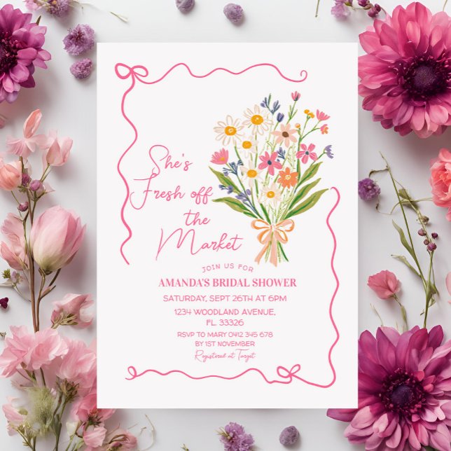 Flowers Bouquet Off The Market Bridal Shower  Invitation (Creator Uploaded)
