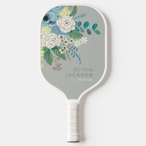 Flowers bouquets dusty blue pickleball paddle