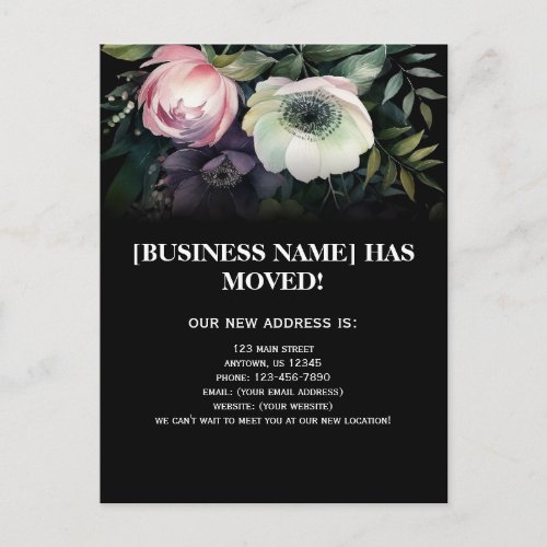 Flowers Business Moving Announcement Postcard