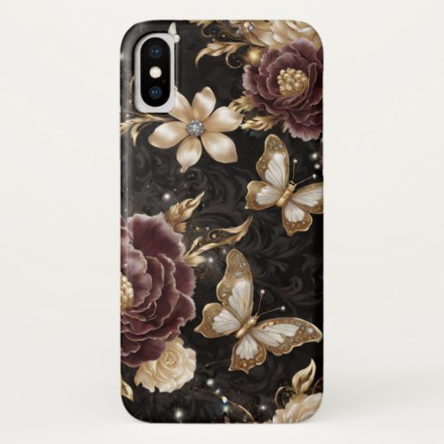 Flowers  Butterflies Beautiful Gems Dreamscape  iPhone X Case