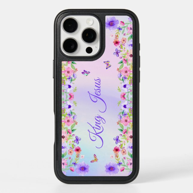 Flowers Butterflies, iPhone Case with Name (Back)