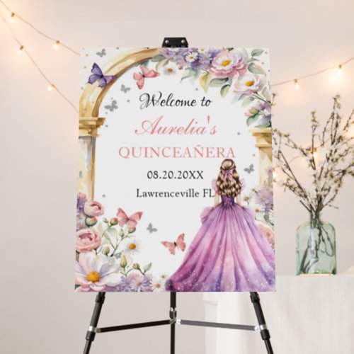 Flowers Butterflies Lilac Princess Quinceaera Foam Board