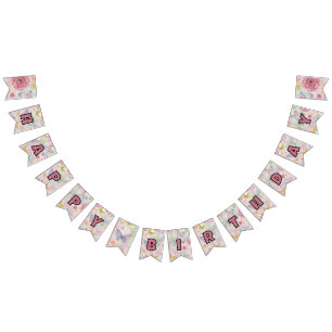 Flowers & Butterflies / Pastel Garden Party Bunting Flags