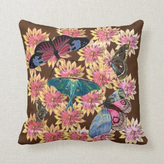 Flowers Butterflies Spring Custom Art Throw Pillow