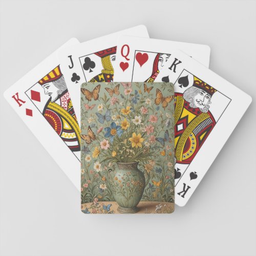 Flowers Butterflies Vase Playing Cards