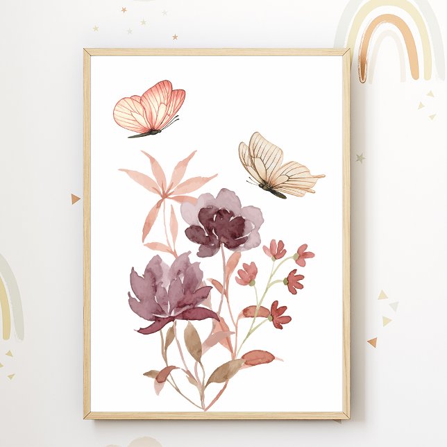 Flowers Butterfly Nursery Poster Kids Room Decor (Creator Uploaded)