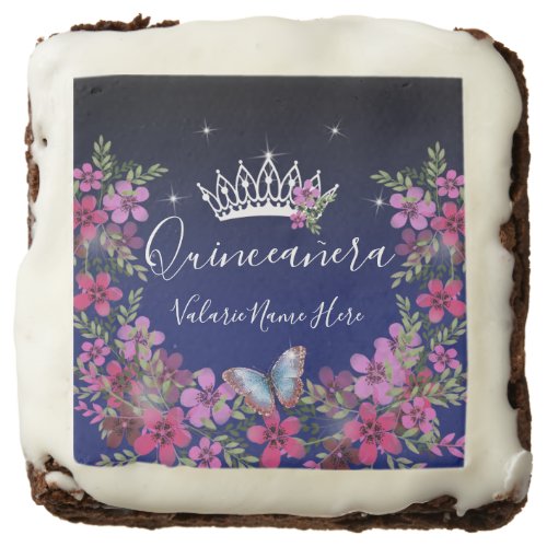 Flowers Butterfly Quinceanera Dozen Brownies