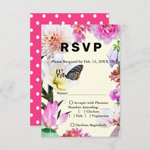 Flowers  Butterfly Watercolor Wedding RSVP  Menu