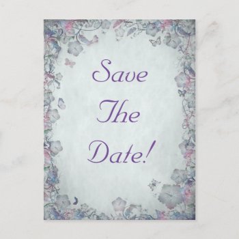 Flowers & Butterfly's Wedding Save The Date Announcement Postcard by Lasting__Impressions at Zazzle