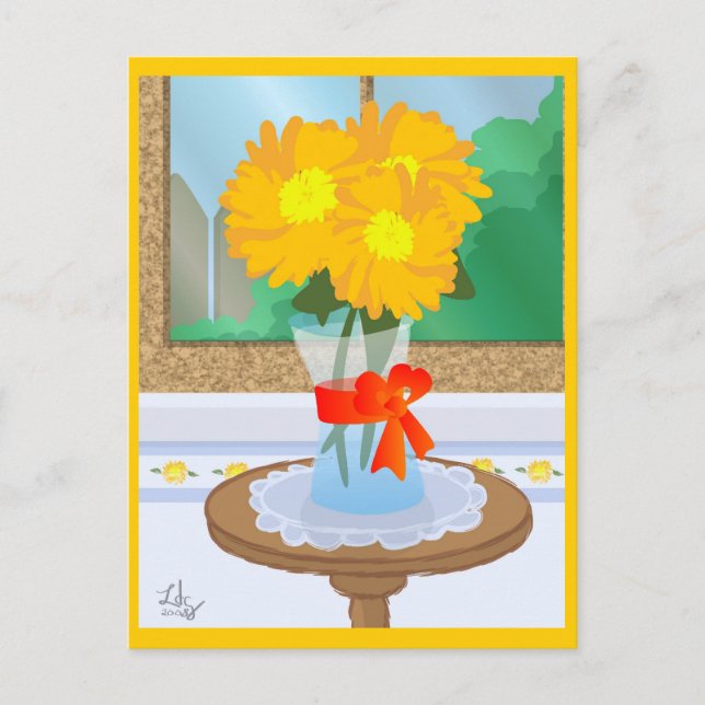 Flowers by a Window Postcard (Front)