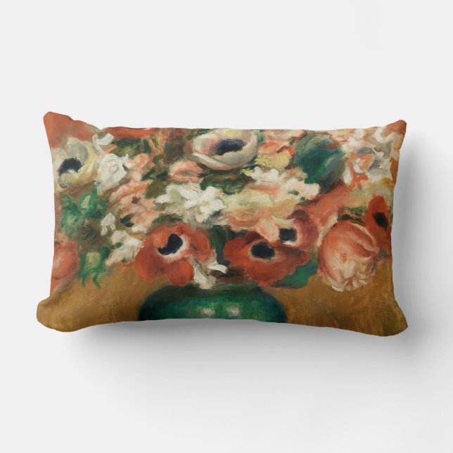 Flowers by Renoir Impressionist Art Painting Lumbar Pillow (Front)