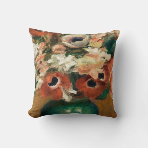 Flowers by Renoir Impressionist Art Painting Throw Pillow
