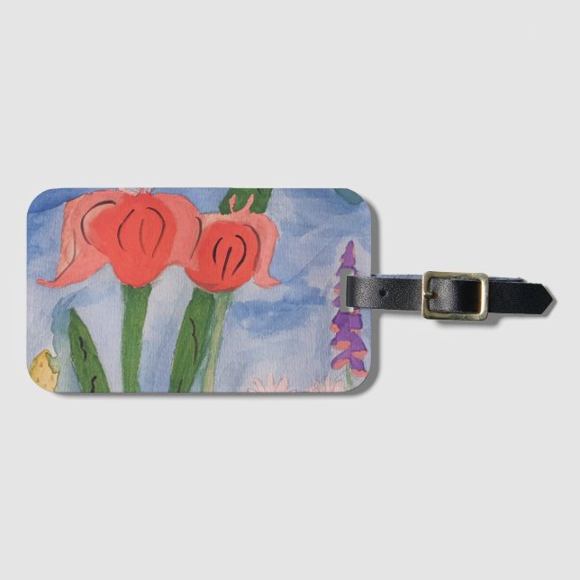 Flowers By The Lake Luggage Tag (Front Horizontal)