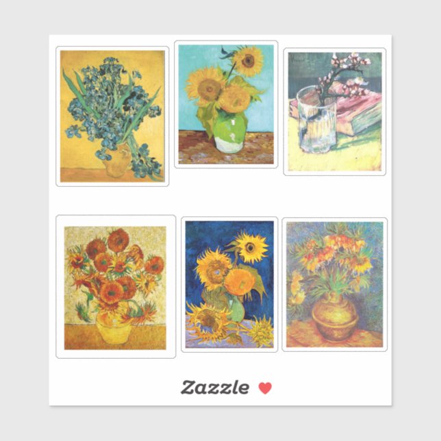 Flowers by Van Gogh, Fine Art Paintings Sticker (Sheet)