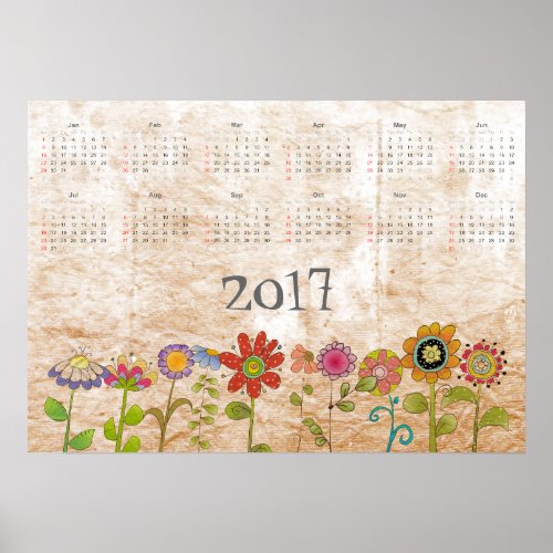 Flowers Calendar 2017 Poster